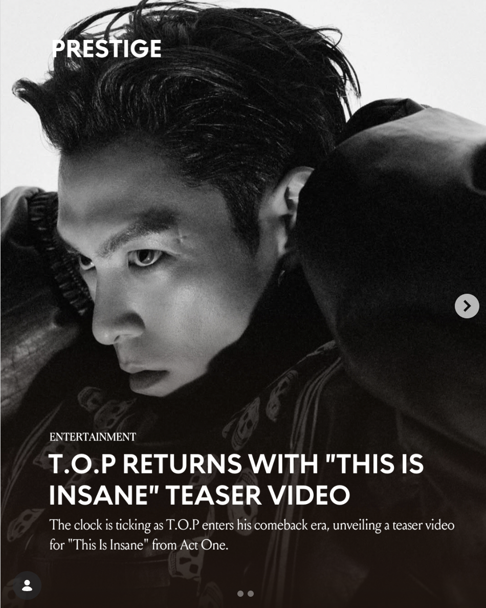TOP enters his comeback era with teaser for This Is Insane from Act One.